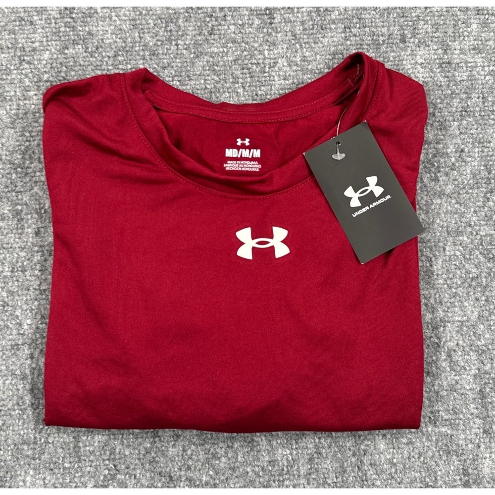 Under Armour Mens Medium Team Tech Shirt Red Loose Fit Performance Tee NWT